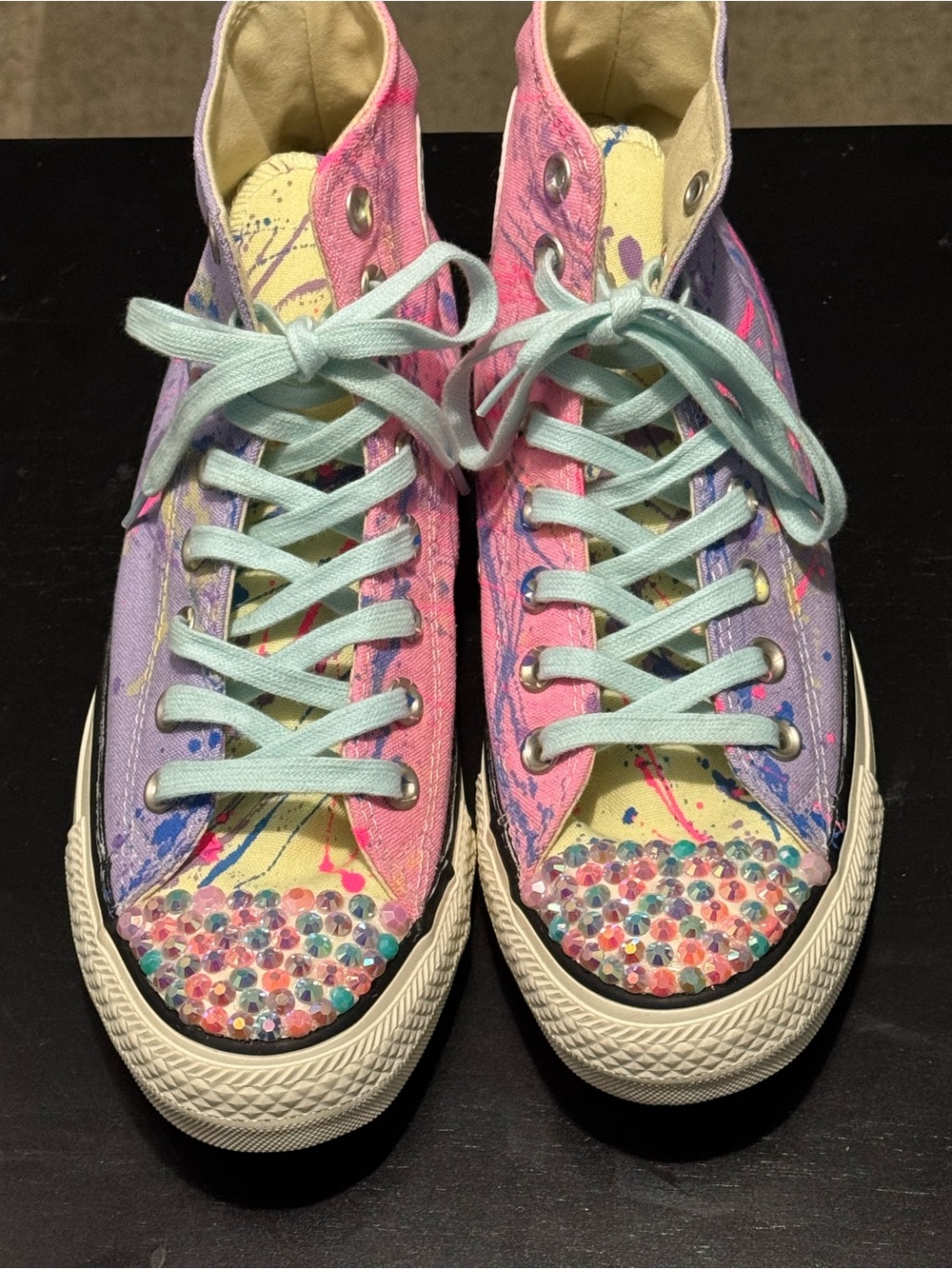 Converse High-Top Splatter Sneakers with Pastel Pink, Purple, Yellow & Mint
